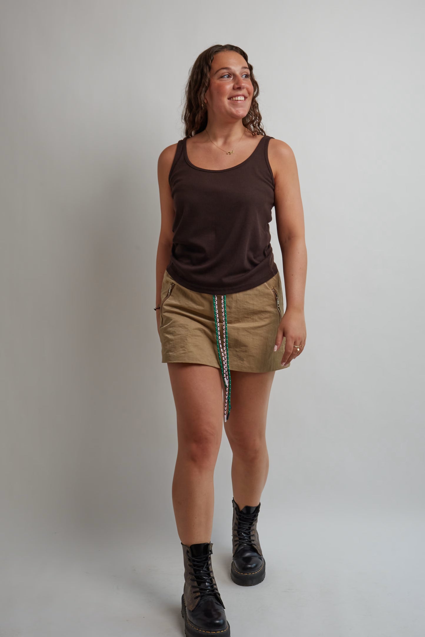 Brown Ribbed Tank Top