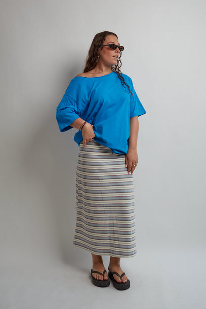 Ivory Striped Maxi Skirt