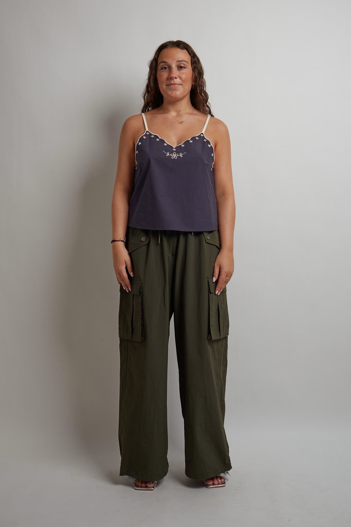 Washed Blue Top With Embroidery