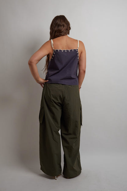 Washed Blue Top With Embroidery