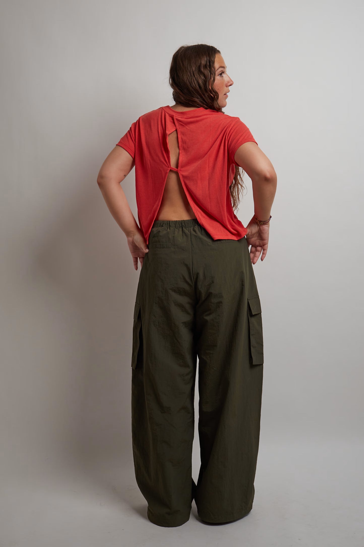 Red Cropped T-Shirt With Split