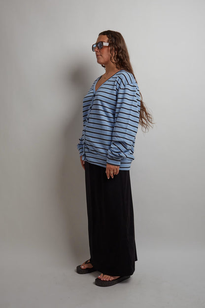 Blue Striped Cardigan