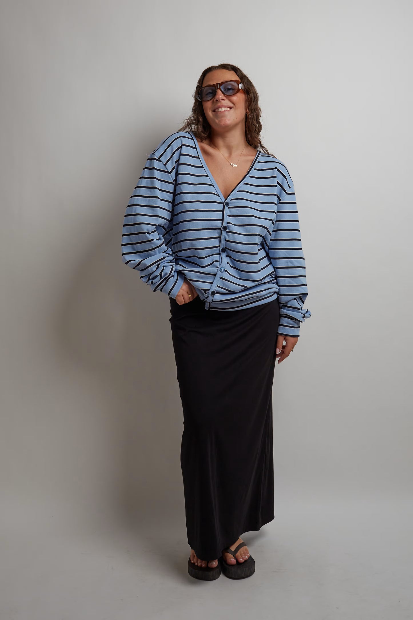 Blue Striped Cardigan