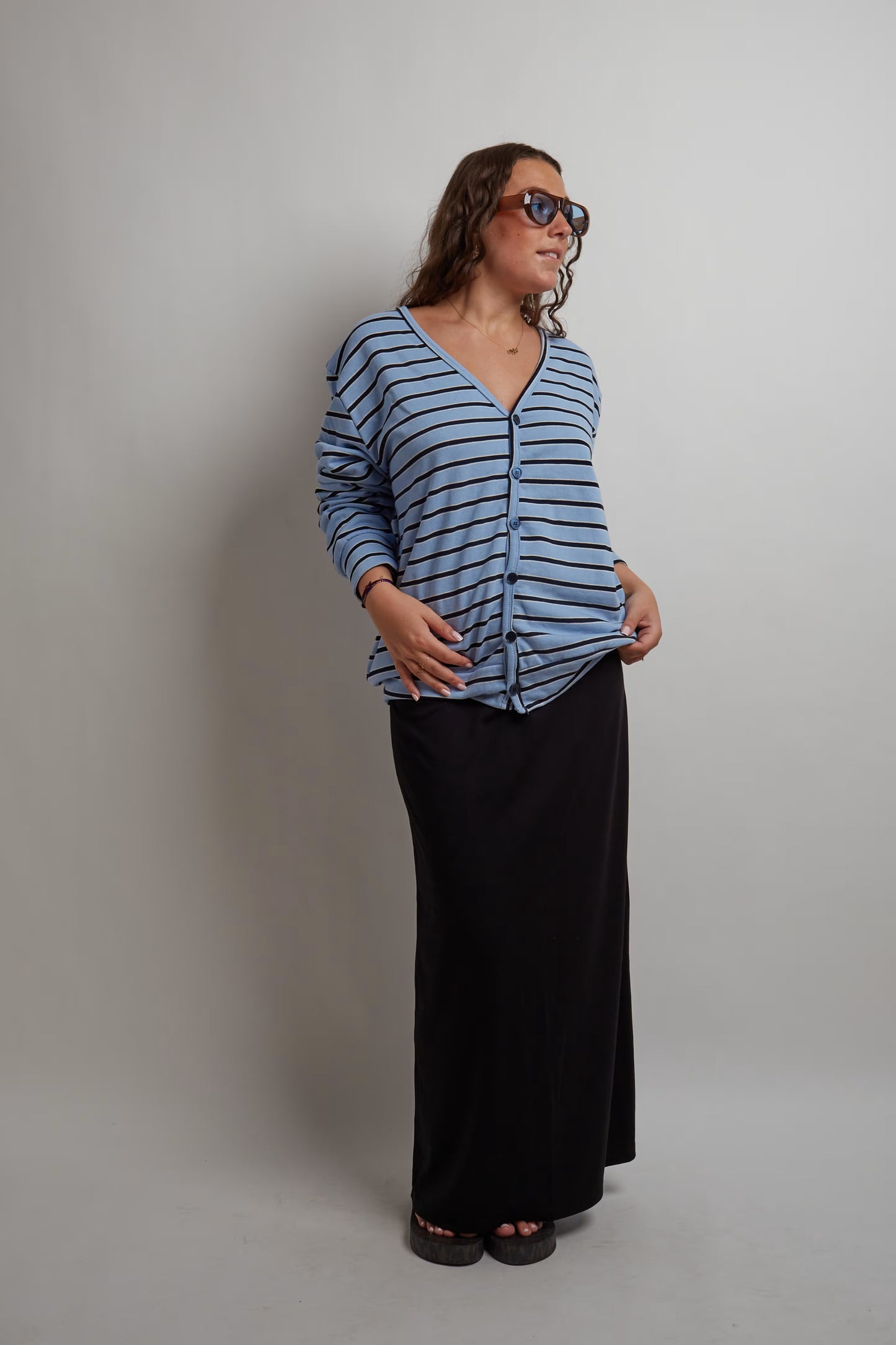 Blue Striped Cardigan