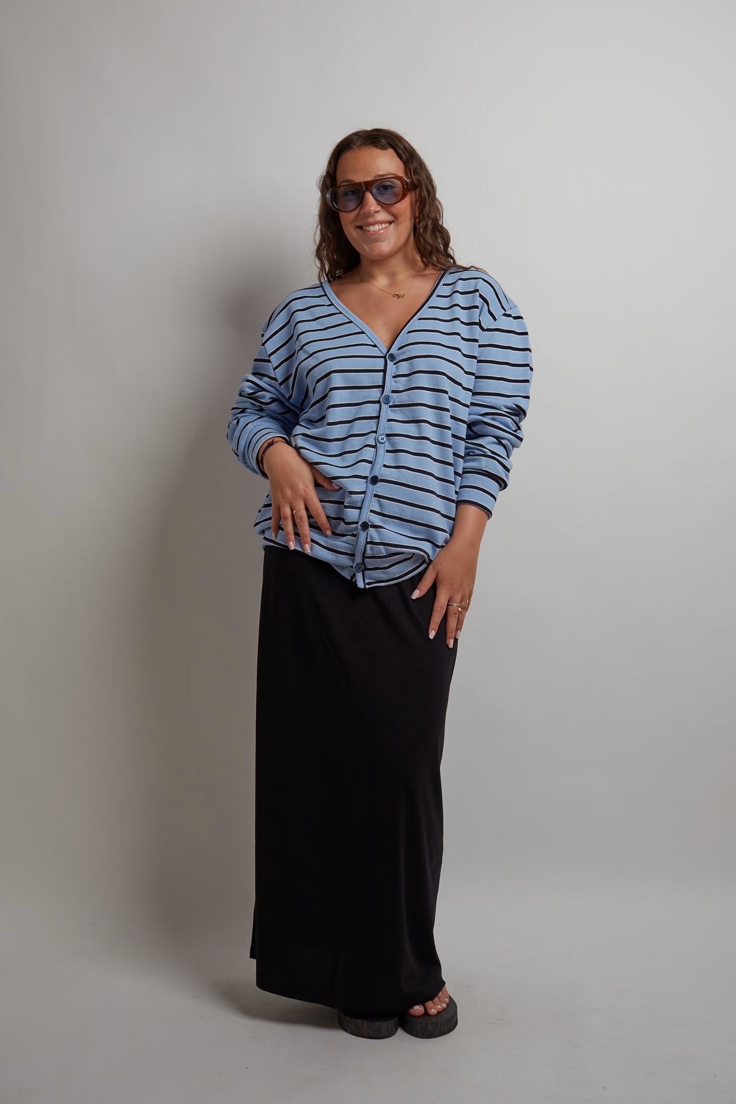 Blue Striped Cardigan
