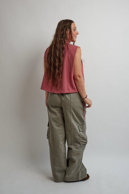 Khaki Drawstring Cargo Pants