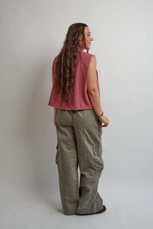 Khaki Drawstring Cargo Pants