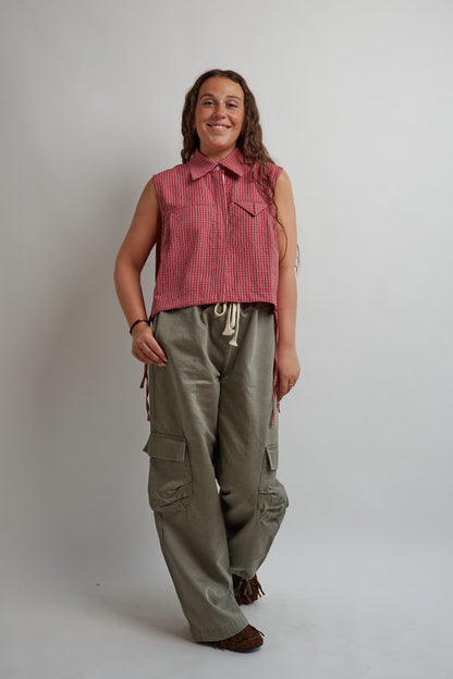 Khaki Drawstring Cargo Pants
