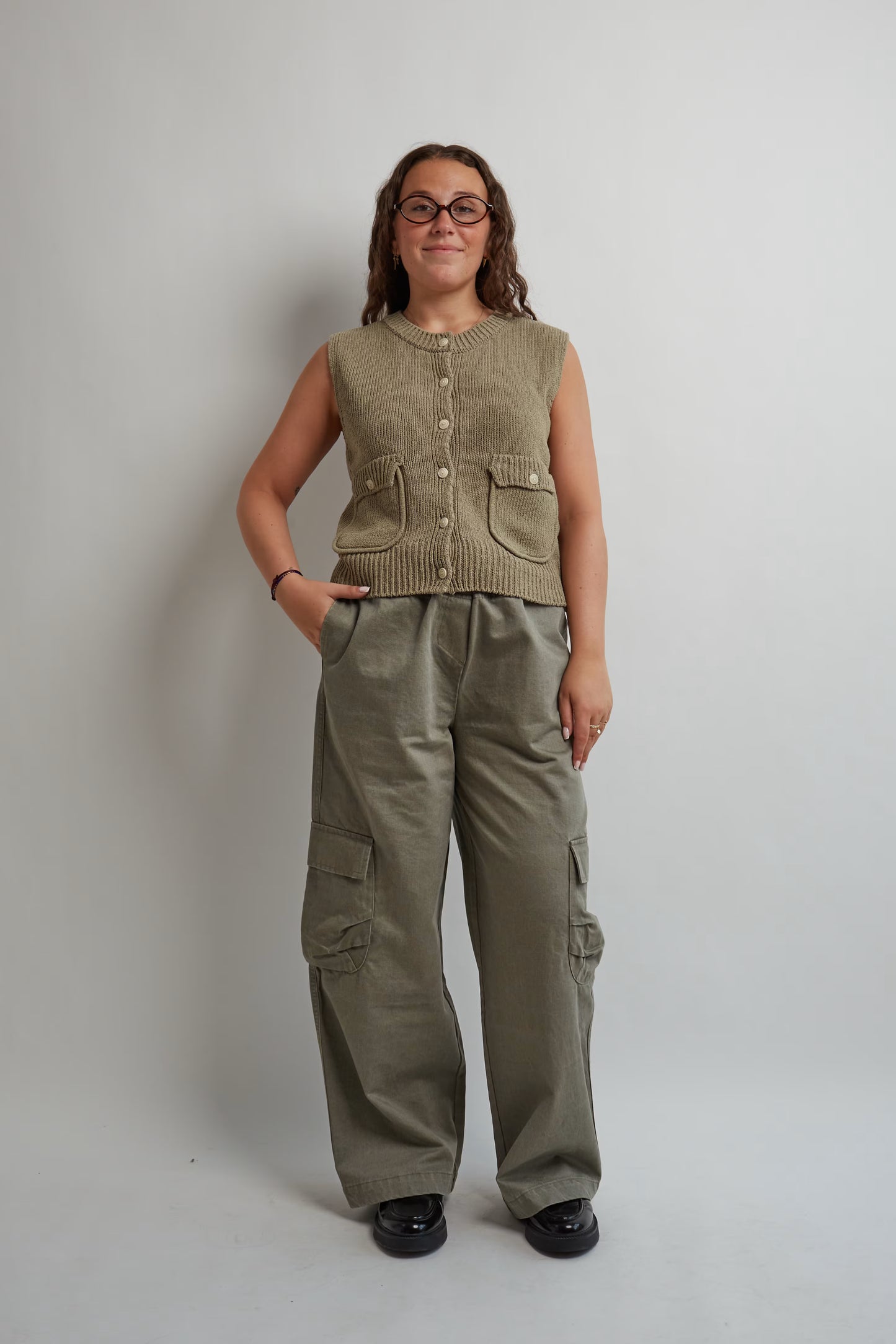 Khaki Sleeveless Knit