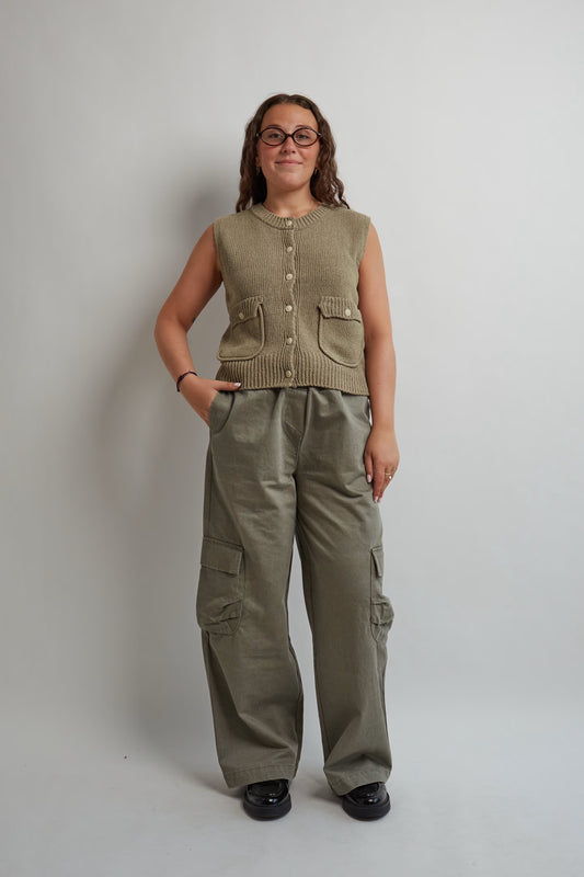 Khaki Sleeveless Knit