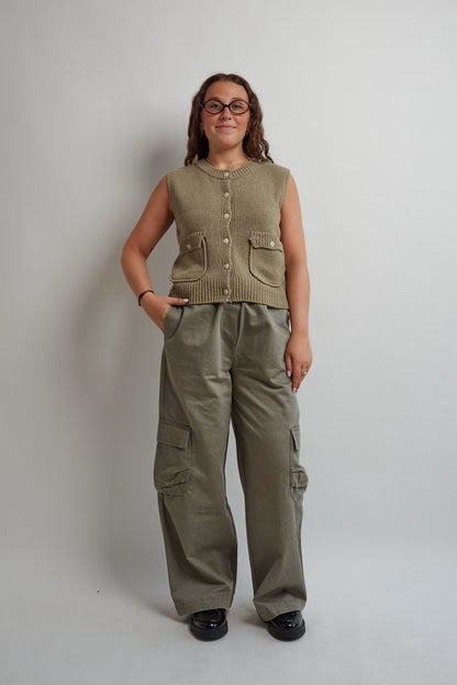 Khaki Drawstring Cargo Pants