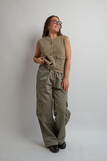 Khaki Sleeveless Knit