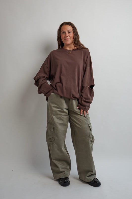 Brown Long Sleeve With Slits
