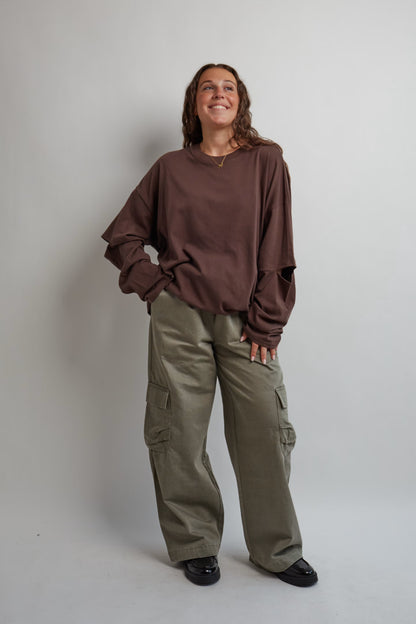 Brown Long Sleeve With Slits