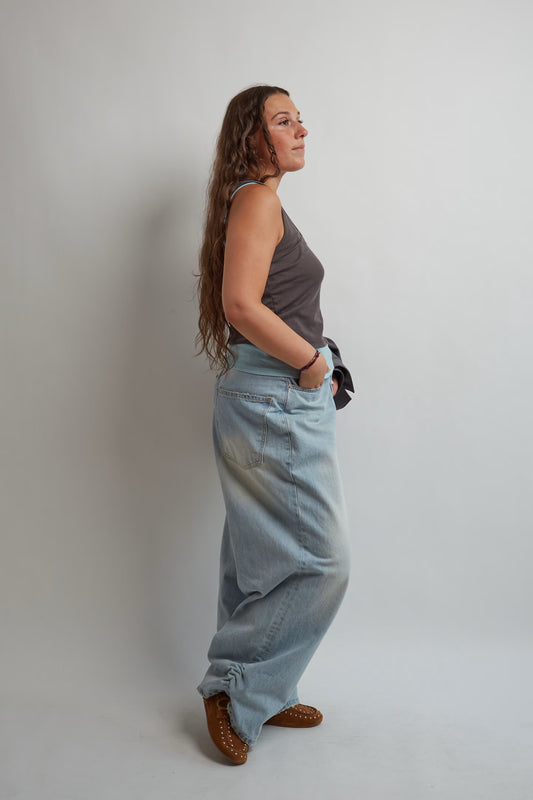 Double Layered Grey And Blue Tank Top