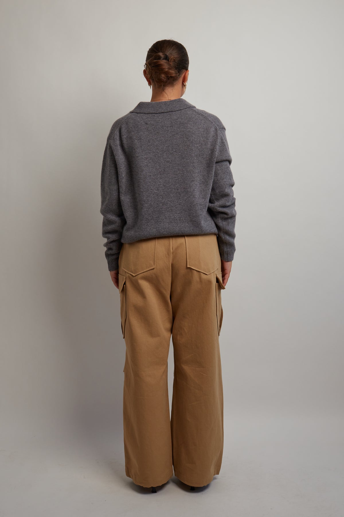 Gray V-Neck Polo Knit