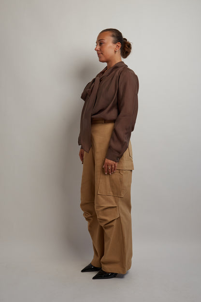 Brown Blouse With Scarf