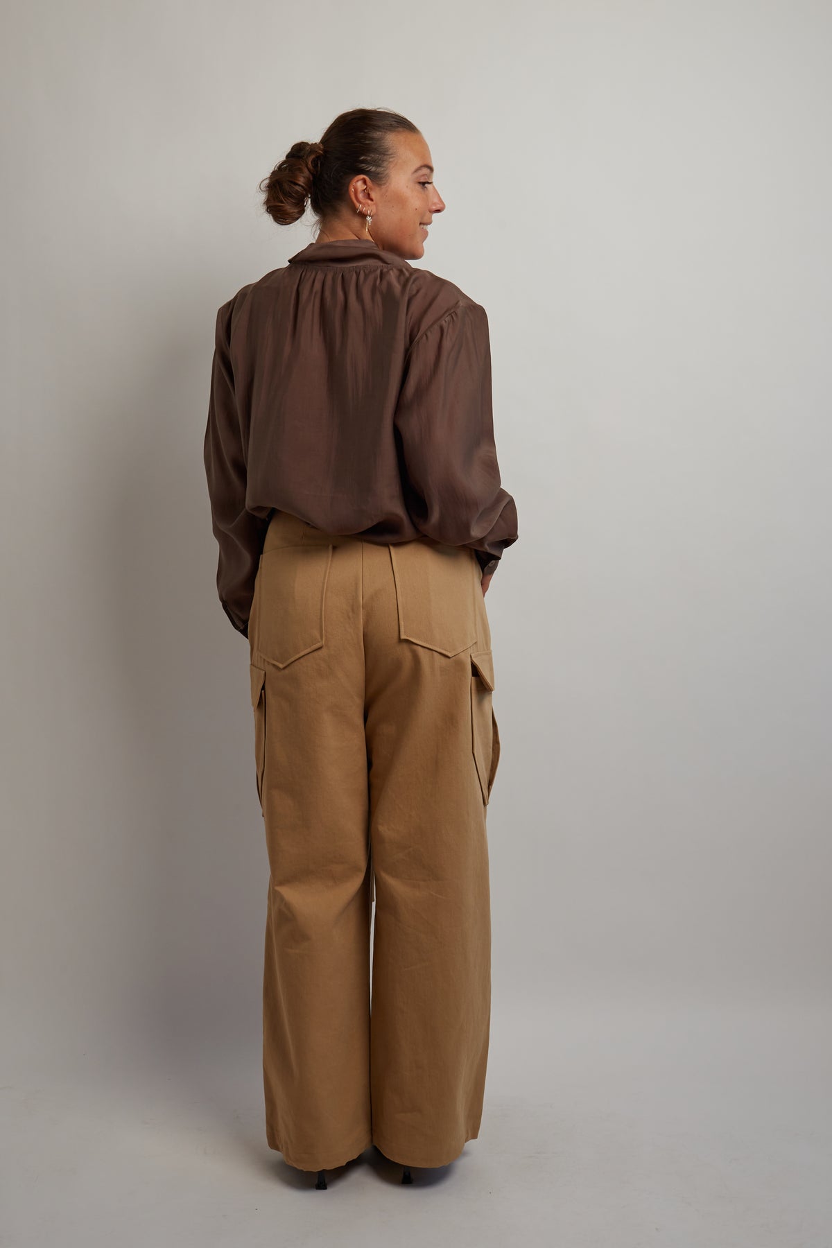 Brown Blouse With Scarf