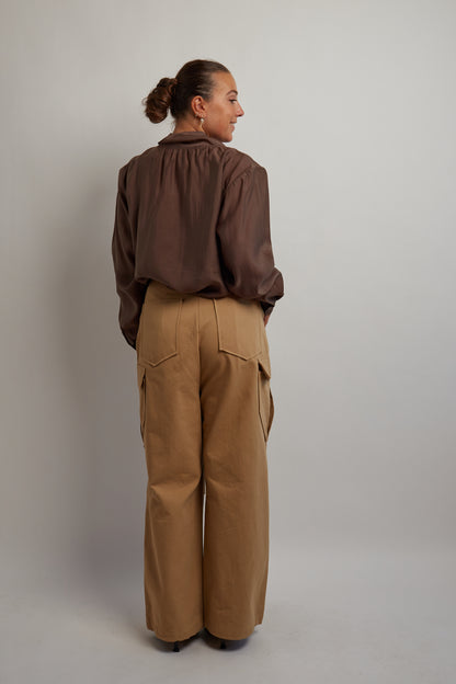Brown Blouse With Scarf