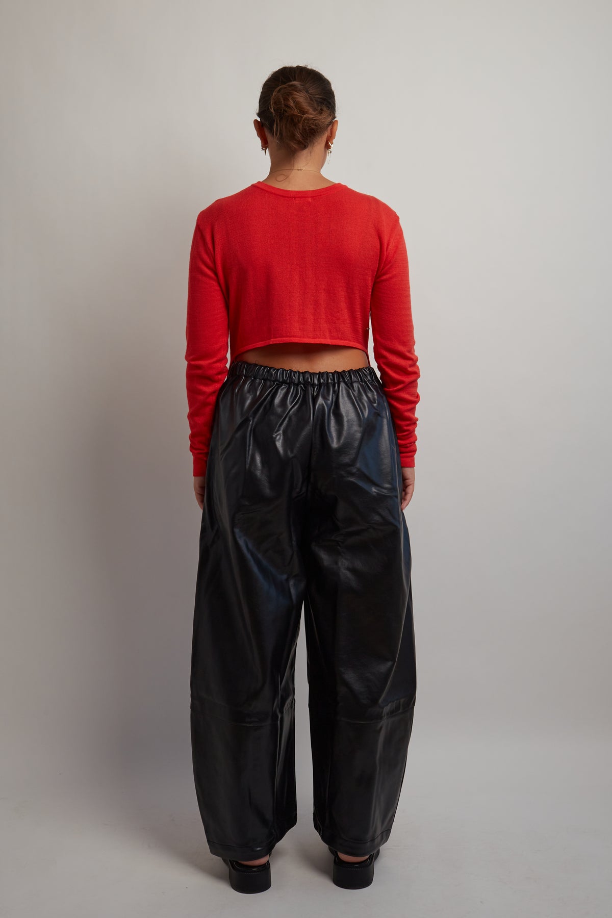 Red Drawstring Open Back Cardigan