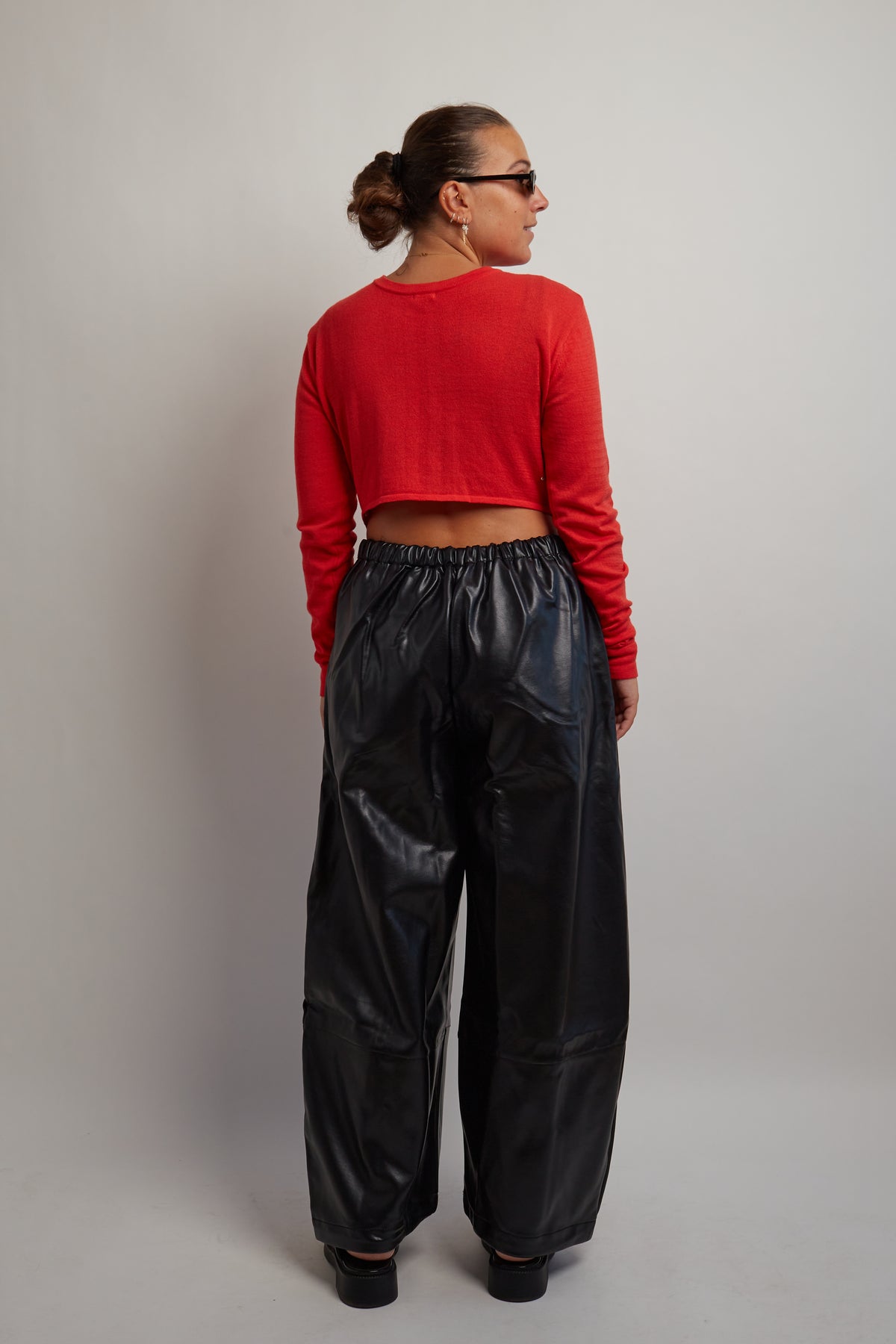 Red Drawstring Open Back Cardigan