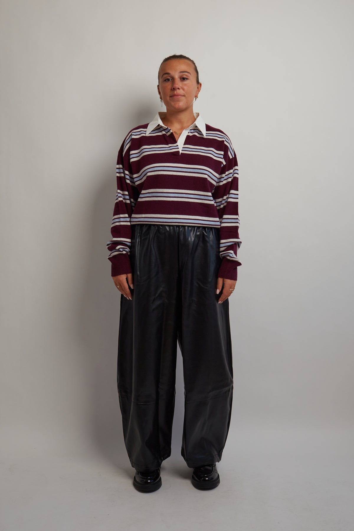 Burgundy Striped Polo