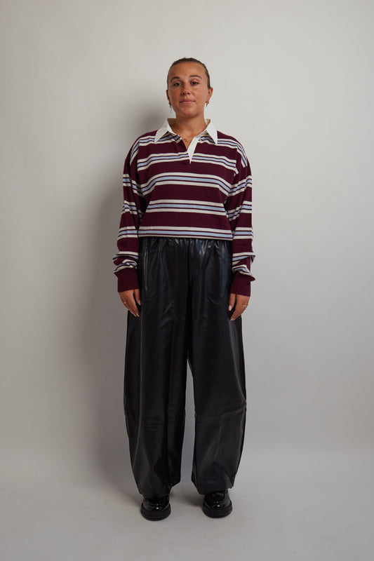 Burgundy Striped Polo