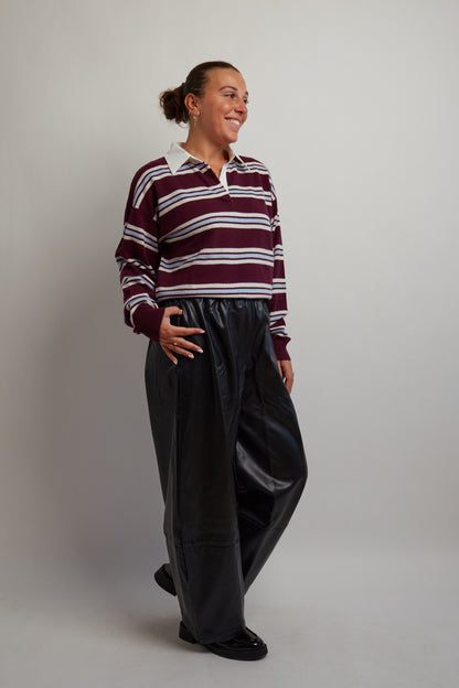 Burgundy Striped Polo