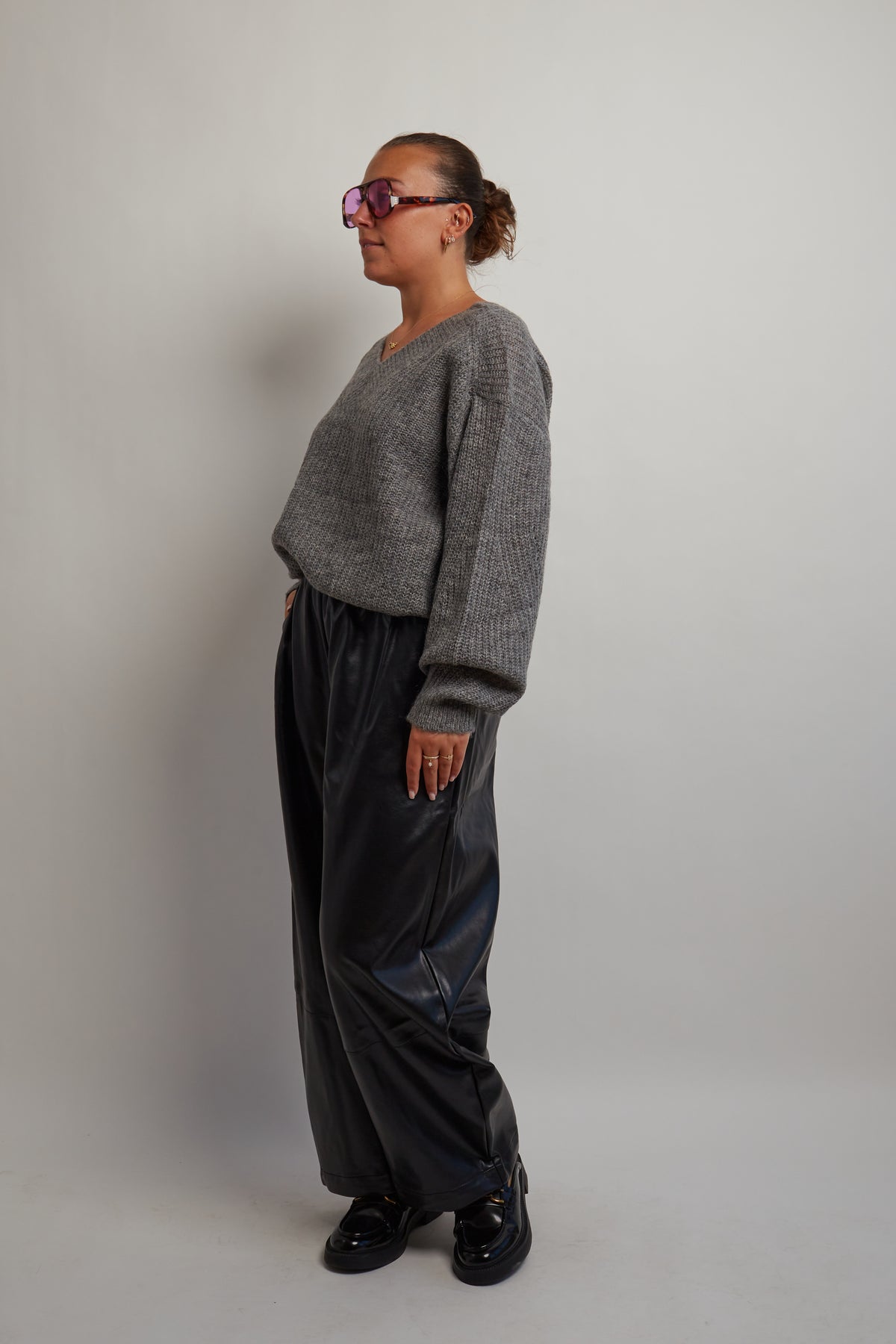 Grey V-Neck Knit