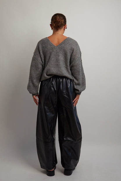 Grey V-Neck Knit