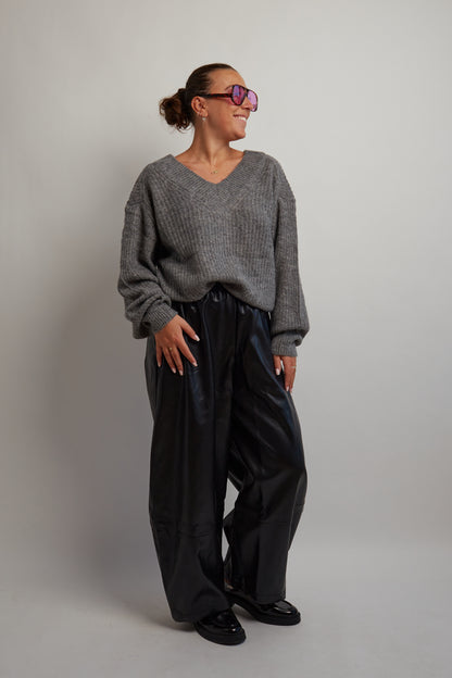 Grey V-Neck Knit
