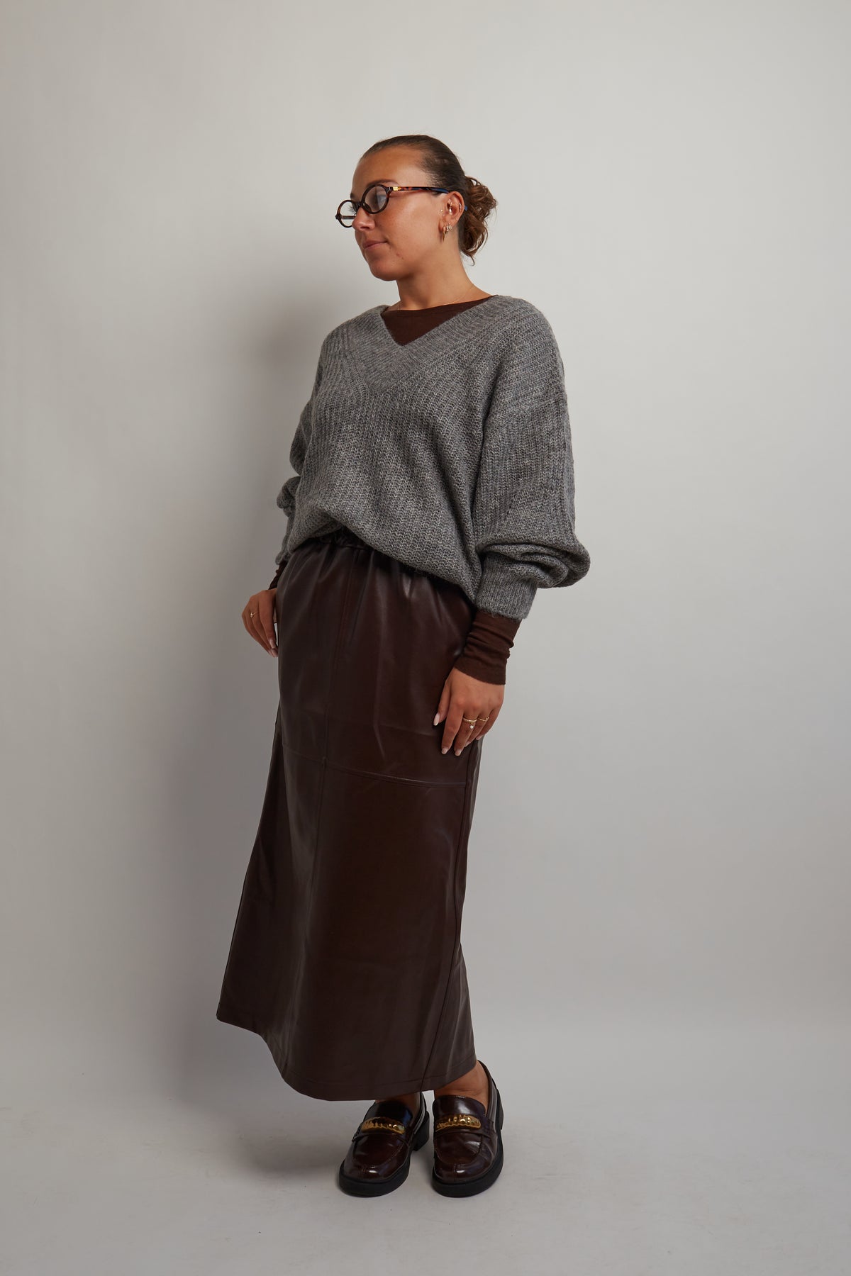Burgundy Leather Skirt