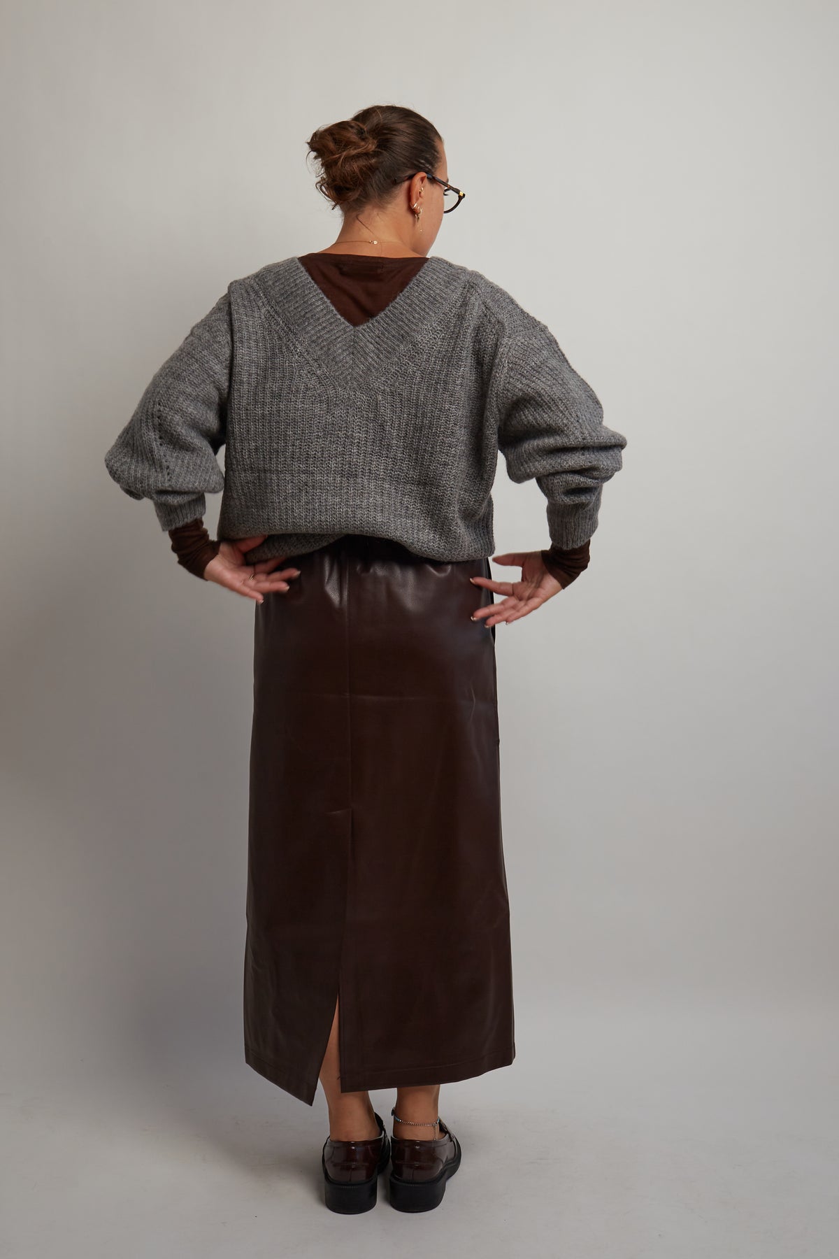 Burgundy Leather Skirt