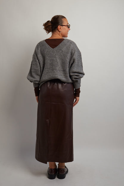 Burgundy Leather Skirt