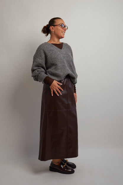 Burgundy Leather Skirt