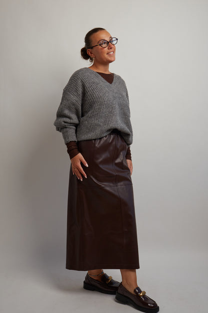 Burgundy Leather Skirt