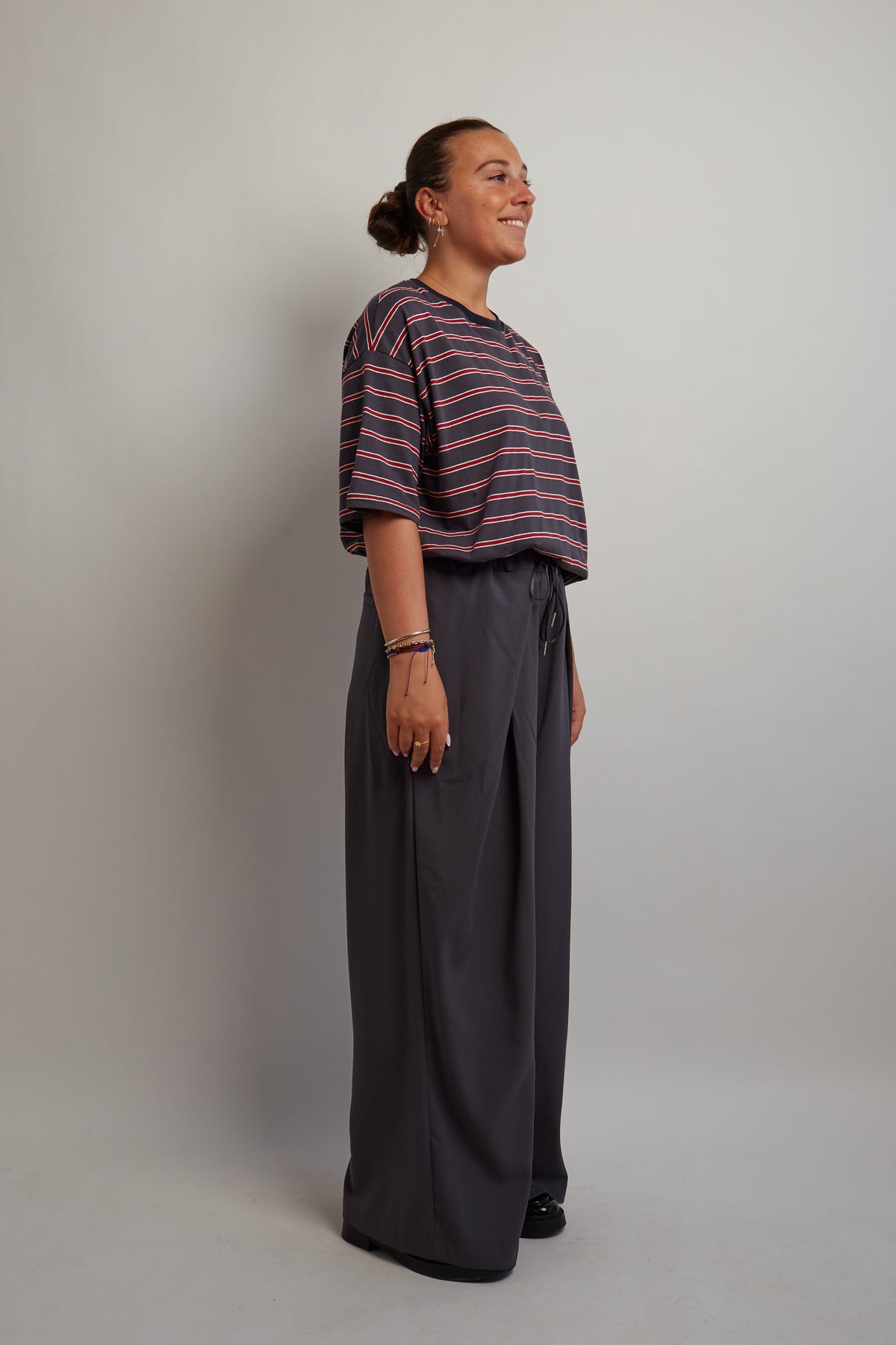 Charcoal and Red Striped T-Shirt