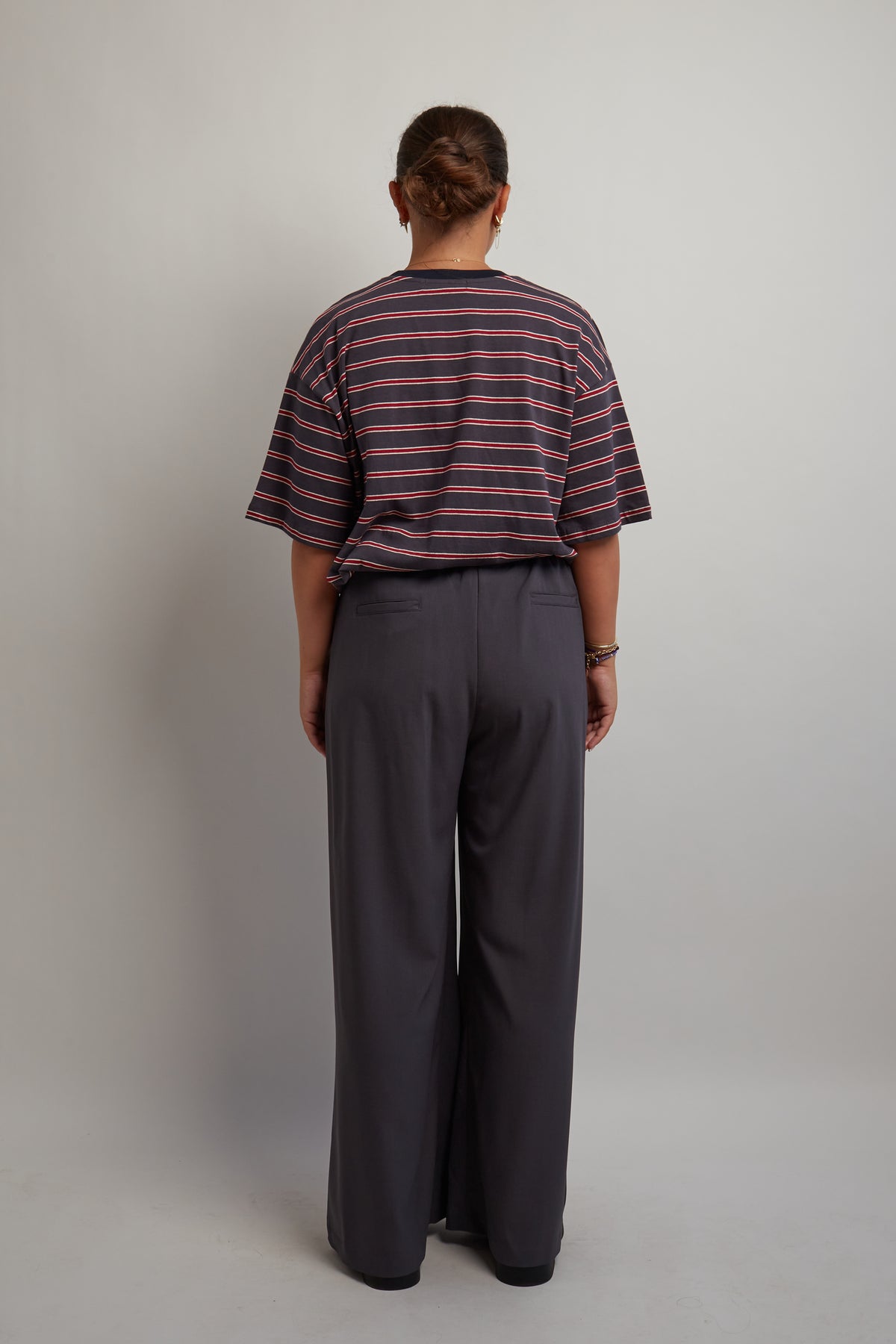Charcoal and Red Striped T-Shirt