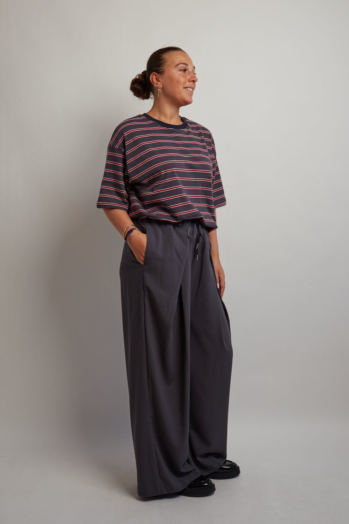 Charcoal and Red Striped T-Shirt