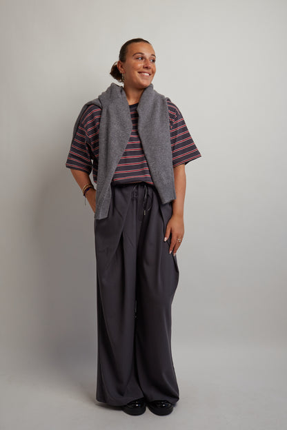 Charcoal and Red Striped T-Shirt