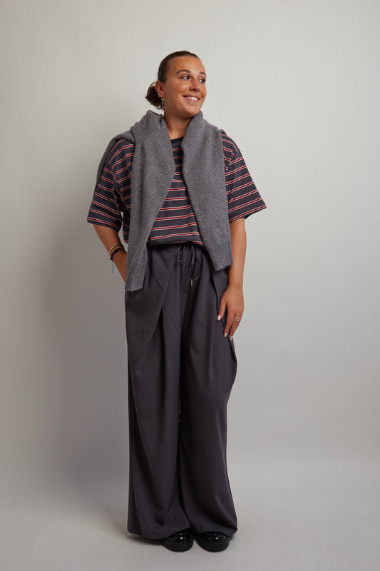Charcoal and Red Striped T-Shirt
