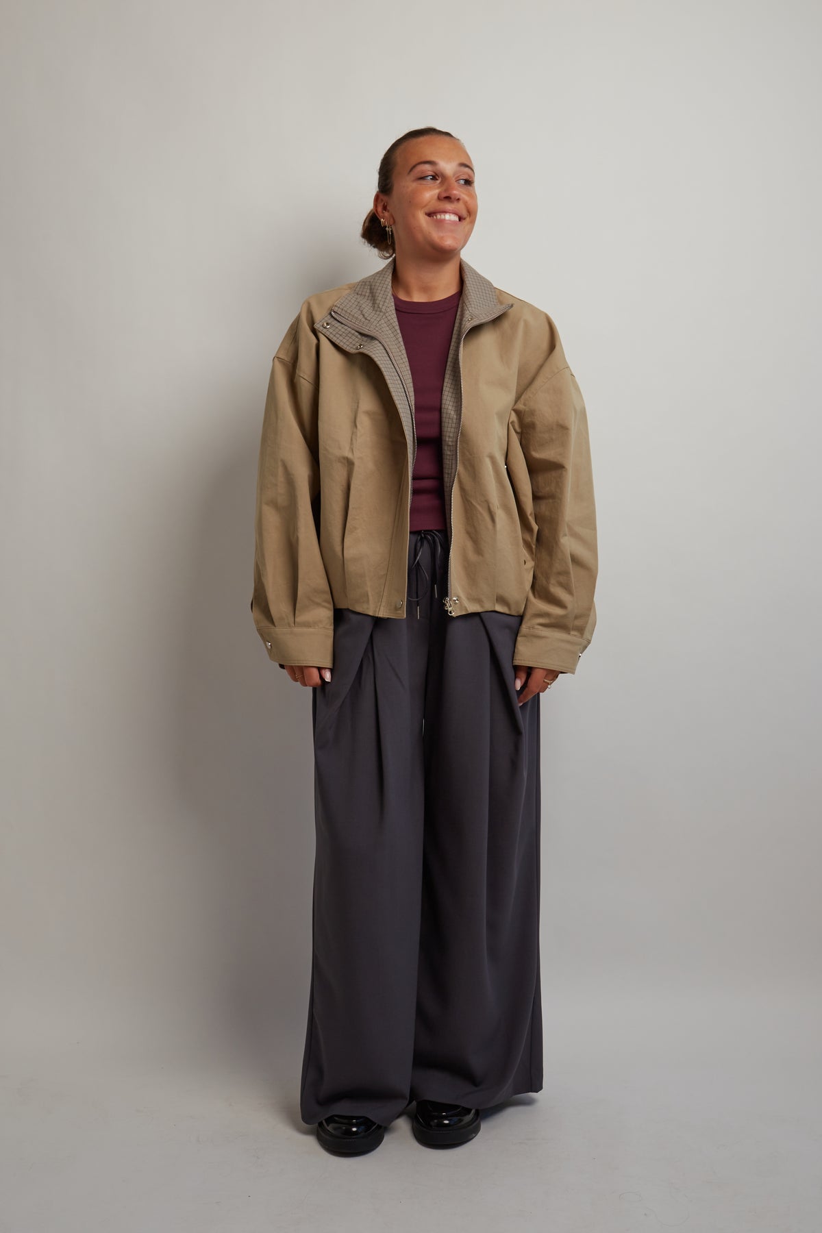 Beige Jacket Checkered Inside