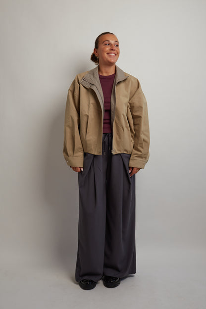 Beige Jacket Checkered Inside