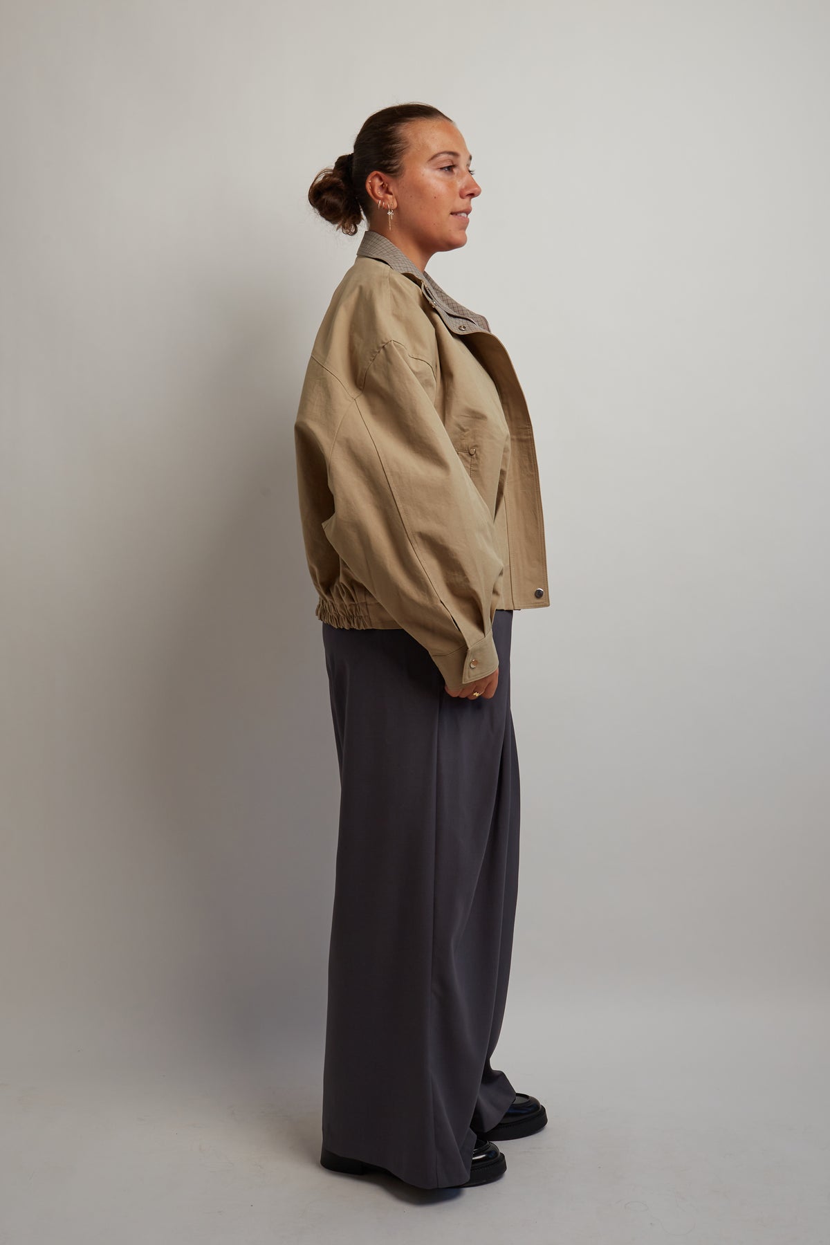Beige Jacket Checkered Inside