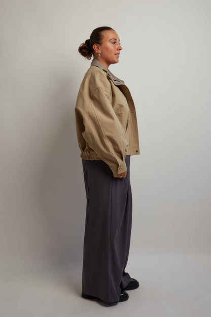 Beige Jacket Checkered Inside
