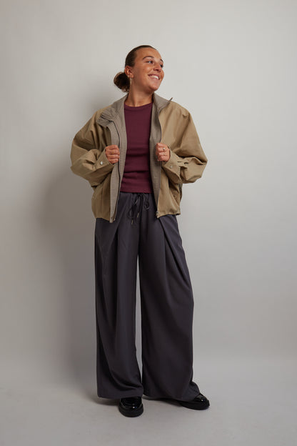 Beige Jacket Checkered Inside