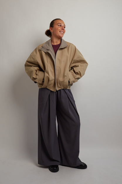Beige Jacket Checkered Inside