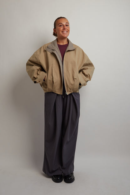 Beige Jacket Checkered Inside