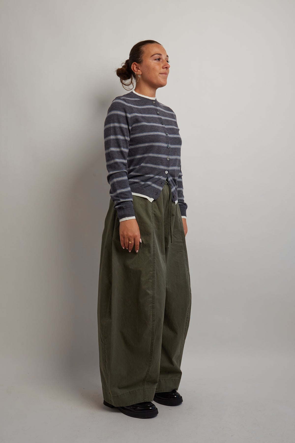 Dark Grey and Blue Striped Layered Cardigan