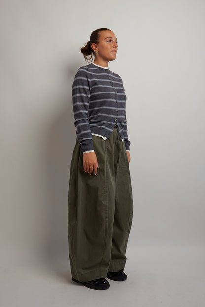 Dark Grey and Blue Striped Layered Cardigan